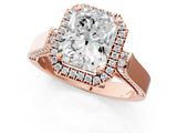 Rose gold Radiant Halo Pave Split Shank Prong Setting Ring_28