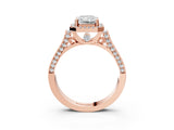 Rose gold Radiant Halo Pave Split Shank Prong Setting Ring_30