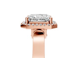 Rose gold Radiant Halo Pave Split Shank Prong Setting Ring_32