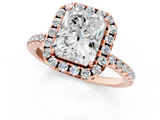 Rose gold Radiant Halo Round Diamond Pavé Band Four-Prong Ring_4