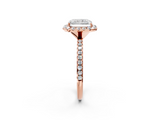 Rose gold Radiant Halo Round Diamond Pavé Band Four-Prong Ring_5