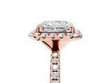 Rose gold Radiant Halo Round Diamond Pavé Band Four-Prong Ring_8
