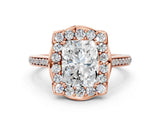Rose gold Radiant Halo Round Diamond Pave Band with Four-Prong Setting_38