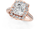Rose gold Radiant Halo Round Diamond Pave Band with Four-Prong Setting_39