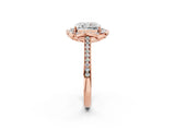 Rose gold Radiant Halo Round Diamond Pave Band with Four-Prong Setting_40