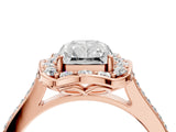 Rose gold Radiant Halo Round Diamond Pave Band with Four-Prong Setting_42