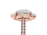 Rose gold Radiant Halo Round Diamond Pave Band with Four-Prong Setting_43