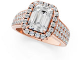 Rose gold Radiant Halo Round Diamond Pave Band with Prong Setting 2