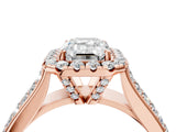 Rose gold Radiant Halo Round Diamond Pave Band with Prong Setting 5