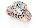 Rose gold Radiant Halo Round Diamond Pave Band with Prong Setting_39