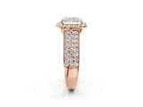 Rose gold Radiant Halo Round Diamond Pave Band with Prong Setting_40