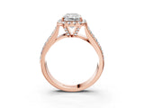 Rose gold Radiant Halo Round Diamond Pave Band with Prong Setting_41