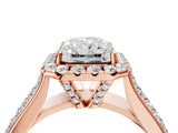 Rose gold Radiant Halo Round Diamond Pave Band with Prong Setting_42