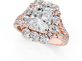 Rose gold Radiant Halo Split Shank Diamond Engagement Ring with Pave Band and Four-Prong Setting_55