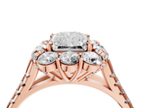 Rose gold Radiant Halo Split Shank Diamond Engagement Ring with Pave Band and Four-Prong Setting_58