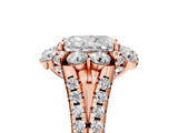 Rose gold Radiant Halo Split Shank Diamond Engagement Ring with Pave Band and Four-Prong Setting_59