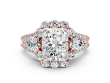 Rose gold Radiant Halo Split Shank Diamond Engagement Ring with Prong Setting_20