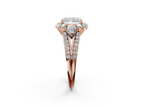 Rose gold Radiant Halo Split Shank Diamond Engagement Ring with Prong Setting_22