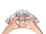Rose gold Radiant Halo Split Shank Diamond Engagement Ring with Prong Setting_24