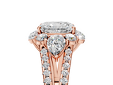 Rose gold Radiant Halo Split Shank Diamond Engagement Ring with Prong Setting_25