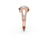 Rose gold Radiant Halo Split Shank Diamond Ring with Four-Prong Setting_38