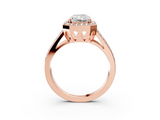 Rose gold Radiant Halo Split Shank Diamond Ring with Four-Prong Setting_39