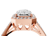 Rose gold Radiant Halo Split Shank Diamond Ring with Four-Prong Setting_40