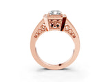 Rose gold Radiant Halo Split Shank Diamond Ring with Milgrain Prong Setting_9