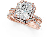 Rose gold Radiant Halo Split Shank Diamond Ring with Pavé Setting 1