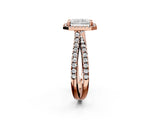 Rose gold Radiant Halo Split Shank Diamond Ring with Pavé Setting 2