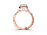 Rose gold Radiant Halo Split Shank Diamond Ring with Pavé Setting 3