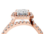 Rose gold Radiant Halo Split Shank Diamond Ring with Pavé Setting 4