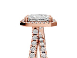 Rose gold Radiant Halo Split Shank Diamond Ring with Pavé Setting 5