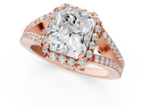 Rose gold Radiant Halo Split Shank Diamond Ring with Prong Setting_21