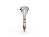 Rose gold Radiant Halo Split Shank Diamond Ring with Prong Setting_22