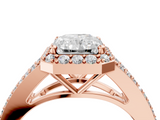 Rose gold Radiant Halo Split Shank Diamond Ring with Prong Setting_24