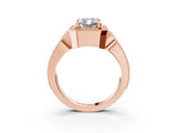 Rose gold Radiant Halo Split Shank Milgrain Diamond Ring_21