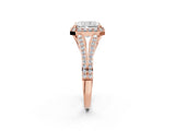 Rose gold Radiant Halo Split Shank Pave Diamond Ring with Four-Prong Setting_47