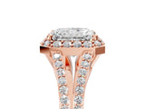 Rose gold Radiant Halo Split Shank Pave Diamond Ring with Four-Prong Setting_50