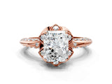 Rose gold Radiant Halo Split Shank Pave Diamond Ring with Petal Prong Setting_44