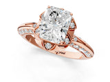 Rose gold Radiant Halo Split Shank Pave Diamond Ring with Petal Prong Setting_45
