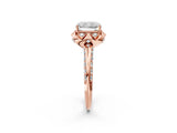 Rose gold Radiant Halo Split Shank Pave Diamond Ring with Petal Prong Setting_46