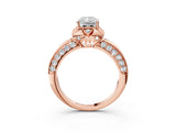 Rose gold Radiant Halo Split Shank Pave Diamond Ring with Petal Prong Setting_47