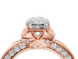 Rose gold Radiant Halo Split Shank Pave Diamond Ring with Petal Prong Setting_48