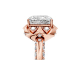 Rose gold Radiant Halo Split Shank Pave Diamond Ring with Petal Prong Setting_49