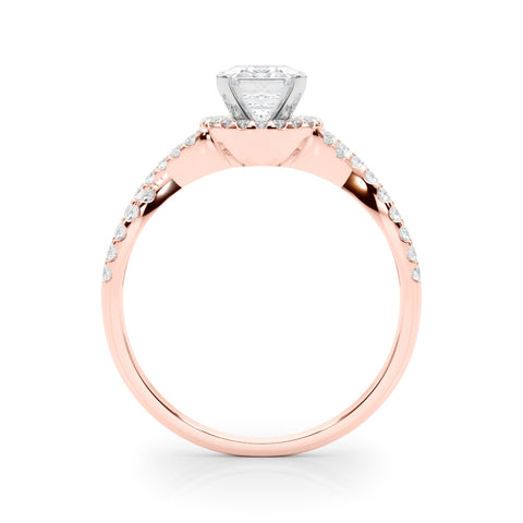 Rose gold Radiant Halo Twist Band Solitaire Prong Setting Ring 1
