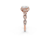 Rose gold Radiant Halo Twist Band Solitaire Ring with Six-Prong Setting_5