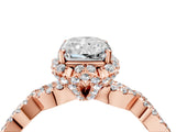 Rose gold Radiant Halo Twist Band Solitaire Ring with Six-Prong Setting_7