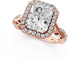 Rose gold Radiant Halo Twist Band Solitaire Ring_58