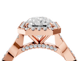 Rose gold Radiant Halo Twist Band Solitaire Ring_61